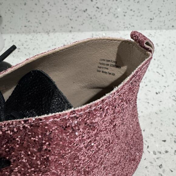 Monkey Feet Pink Glitter Leather Ballet Flat Booties Size 42 Balletcore Coquette - Picture 2 of 6